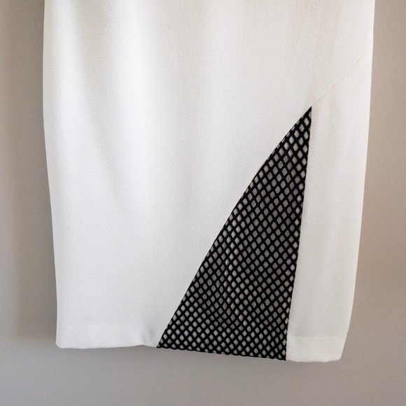 Katherine Kelley White Black Mesh Eyelet Cutout Dress - Picture 4 of 10